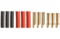 Preview: 4mm Goldkontakte Stecker mit Schlitzfeder Lötkelch halboffen mit Schrumpfschlauch VE = 3 Paar
