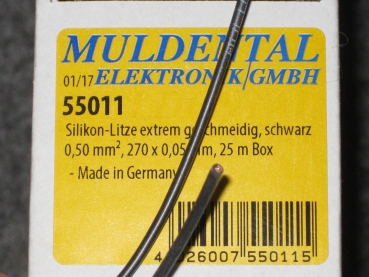Kupferlitze mit 0,5mm² in Schwarz, Meterware