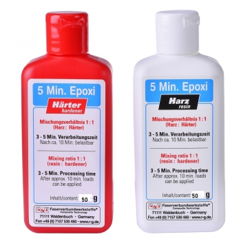 R&G 5min Epoxy 50g Harz + 50g Härter 100g Arbeitspackung mit Rührstäbchen u. Mischbecher MV1:1
