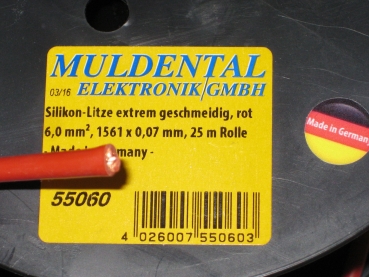Preview: Silikon-Litze 6,0mm² rot 1561x0,07mm sehr geschmeidig