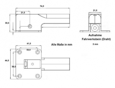 Preview: Einziehfahrwerk Typ L mit Welle für Modelle bis 5kg Fluggewicht DPER02LN D-Power (1 Stück)