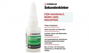 Preview: Everglue CA Sekundenkleber 20g dickflüssig mit Nadelverschluss lange Haltbarkeit 650003