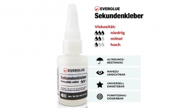 Preview: Universal CA Sekundenkleber 20g mittelflüssig mit Nadelverschluss Yuki 650002