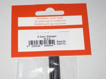 Preview: M2.5 Gewindestange 200mm lang VE= 5 Stück R.E.M. 30772