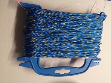 Preview: Schleppseil blau auf Haspel für F-Schlepp 25m x Ø 3mm fertig konfektioniert
