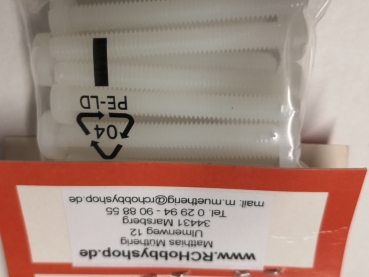 Preview: M6 x 50mm Nylon Schrauben Linsenkopf mit Kreuzschlitz VE=10 Stück REM Etter 10772