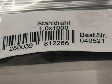 Preview: Stahldraht hart Ø 1,0mm x 1000mm REM Etter 40521