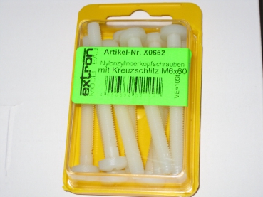 Preview: Kunststoffschrauben M6 x 60mm Kreuz (VE=10 Stück)