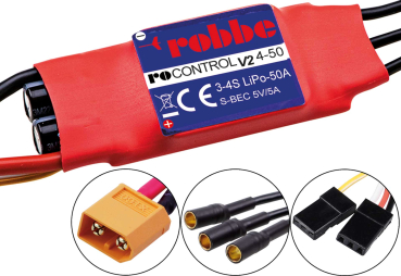 Ro-Control V2 brushless Regler für 3-4S Lipo 50A(70A) 5V/5A Switch BEC XT60 robbe 8738