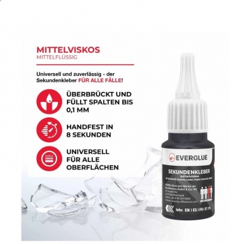 Preview: CA Sekundenkleber mittelflüssig 20g Everglue EV650042