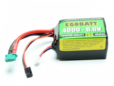 LiFe EGOBATT Akku 4000mAh 6,6V 25C MPX + JR/Uni Stecker ideal als Empfängerakku Pichler C8381