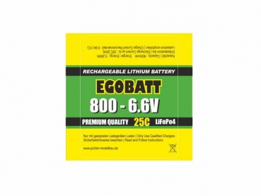 Preview: LiFe EGOBATT Akku 800mAh 6,6V 25C XT30 + JR/Uni Stecker ideal als Empfängerakku Pichler 15142