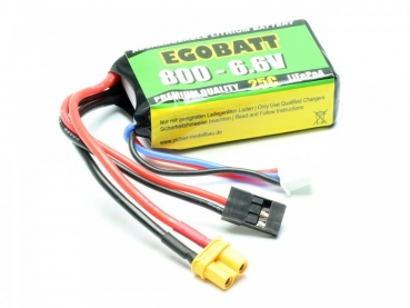 LiFe EGOBATT Akku 800mAh 6,6V 25C XT30 + JR/Uni Stecker ideal als Empfängerakku Pichler 15142