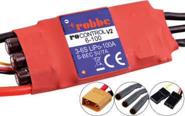 Ro-Control V2 brushless Regler für 3-6S Lipo 100A 5V/5A Switch BEC XT90 robbe 8735