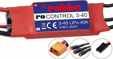 RO-CONTROL 3-40 3-4S -40A (55A kurzzeitig) 3A/5V SWITCH BEC Regler robbe 8713