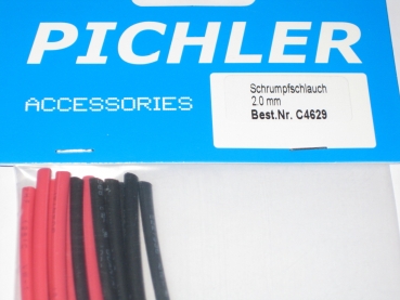 Preview: Schrumpfschlauch Ø 2,0mm rot und schwarz in ca. 14cm langen Stücken VE=2m Pichler C4629