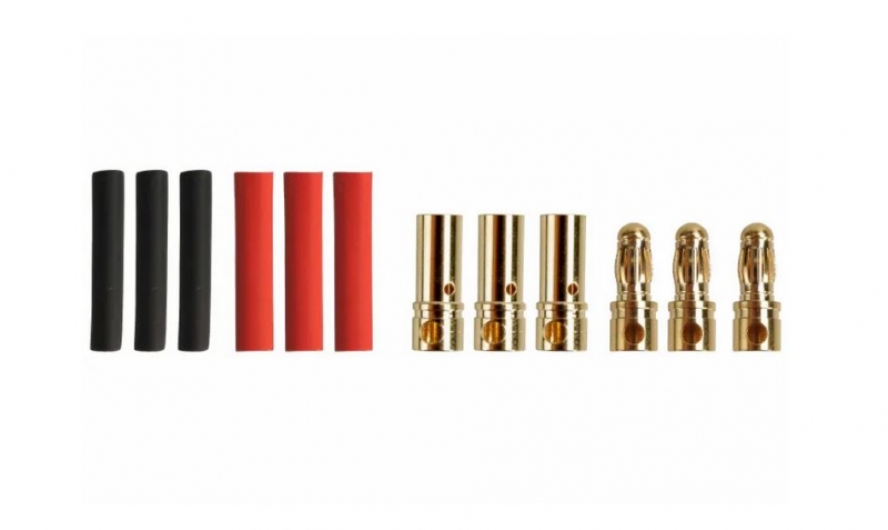 3,5mm Goldkontakt Stecker und Buchse mit Schrumpfschlauch 3 Paar AM-604-3P