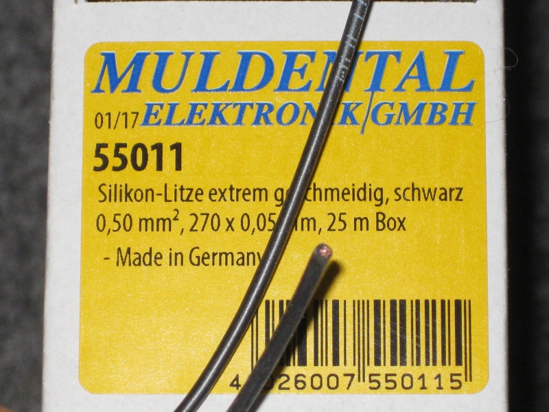 Kupferlitze mit 0,5mm² in Schwarz, Meterware