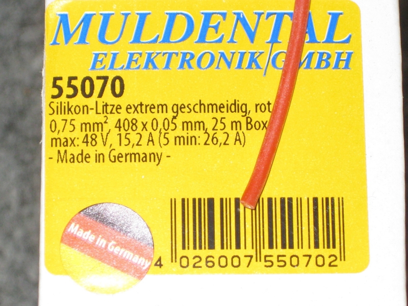 Silikon Litze 0,75qmm rot