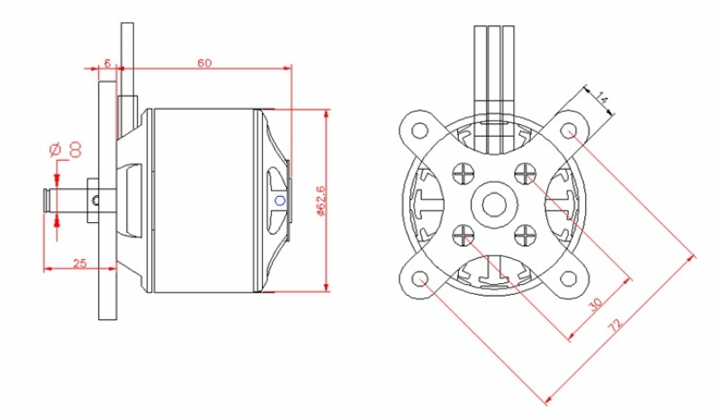 D-Power Brushless Motor AL63-03 für 8-12S Lipo 280KV
