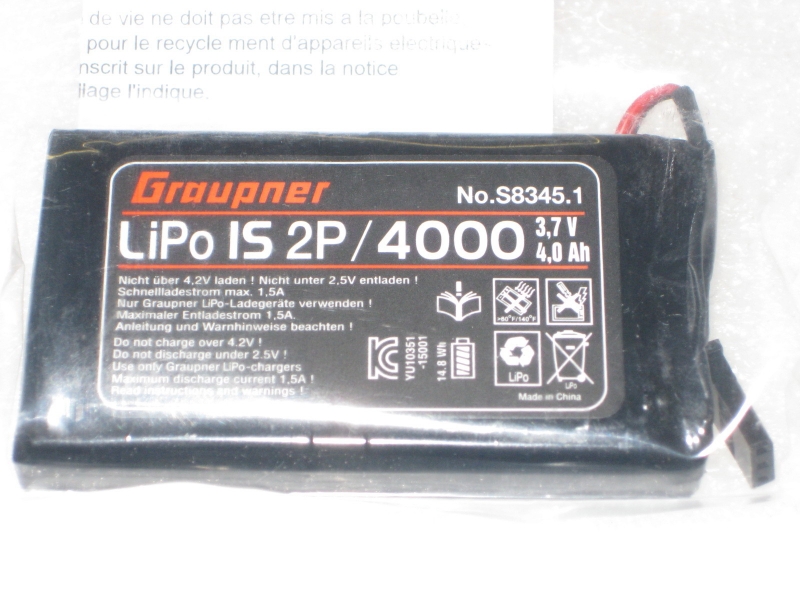 Graupner Senderakku für MZ18 und MZ24 Lipo 1S2P 4000mAh Nr. S8345.1