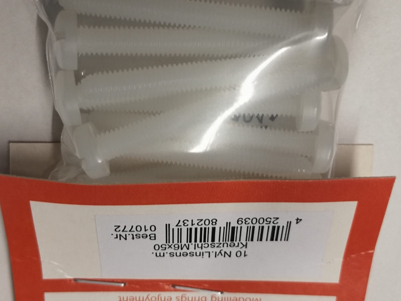M6 x 50mm Nylon Schrauben Linsenkopf mit Kreuzschlitz VE=10 Stück REM Etter 10772
