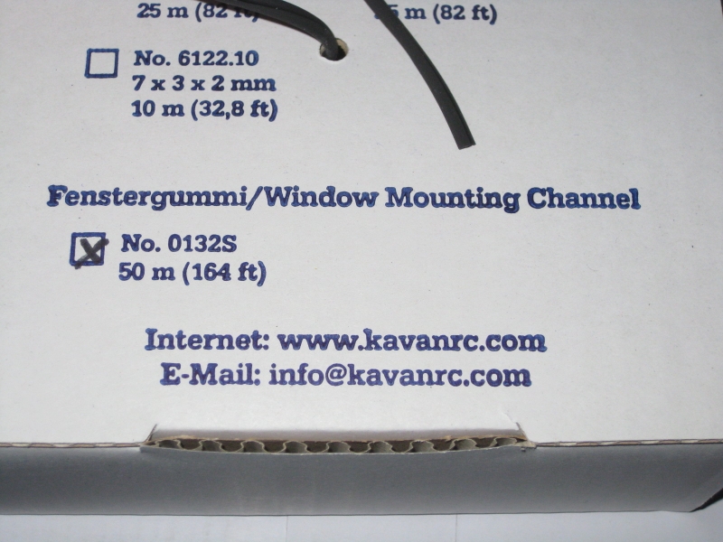 Fenstergummi für Modellbau S-Profil zum verkleben von Scheiben, etc. Meterware