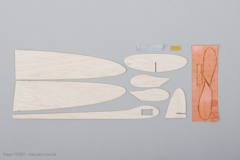 Wurfgleiter Peppsi 435mm aus Balsa mit Dekor zum aufkleben