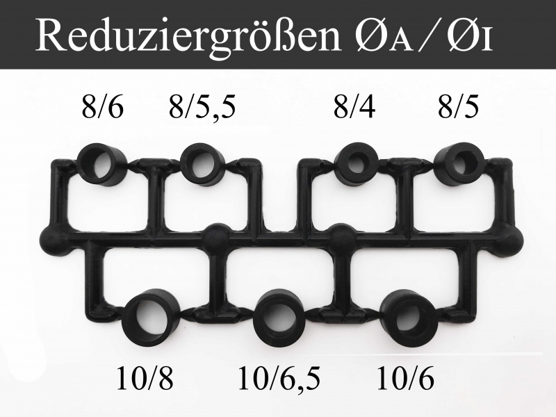 Reduzierhülsen in Ø 8mm und Ø 10mm verschiedene Durchmesser 10/8 -10/6,5 - 8/6 - 8/5,5 - 8/4 Höhe 6,8mm