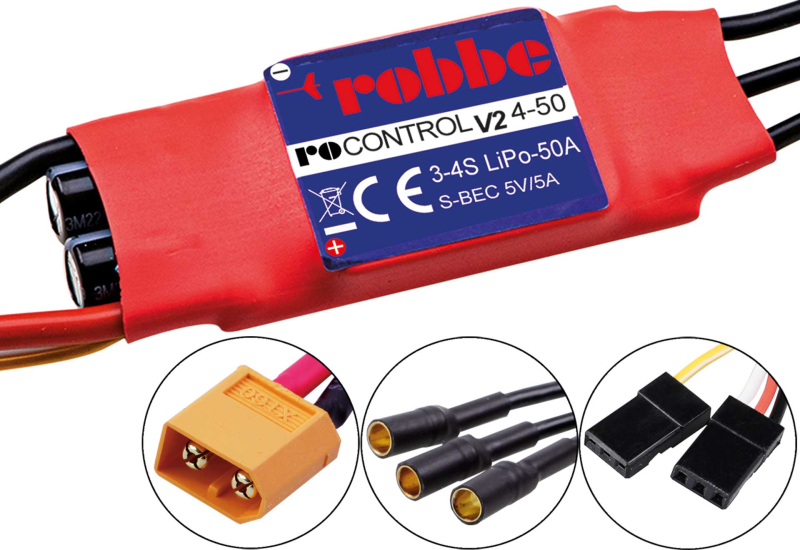 Ro-Control V2 brushless Regler für 3-4S Lipo 50A(70A) 5V/5A Switch BEC XT60 robbe 8738