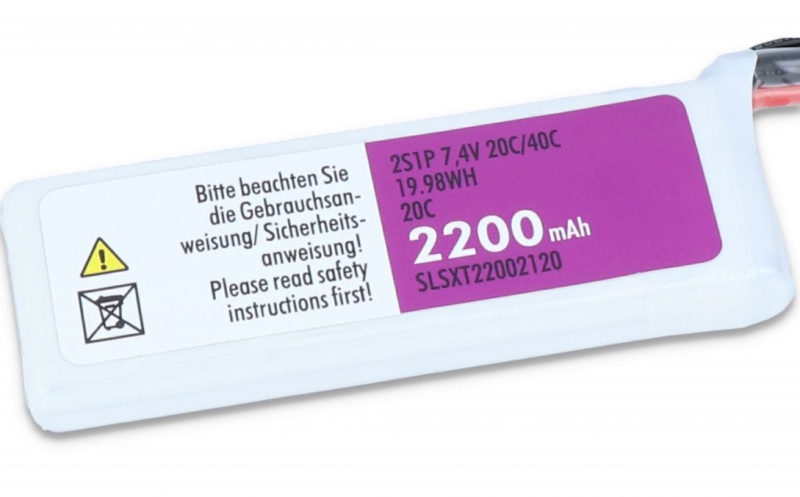 SLS XTRON 2200mAh 7,4V 2S1P 20C/40C XT60 Buchse + XH Balancer Maße 106x34x16mm