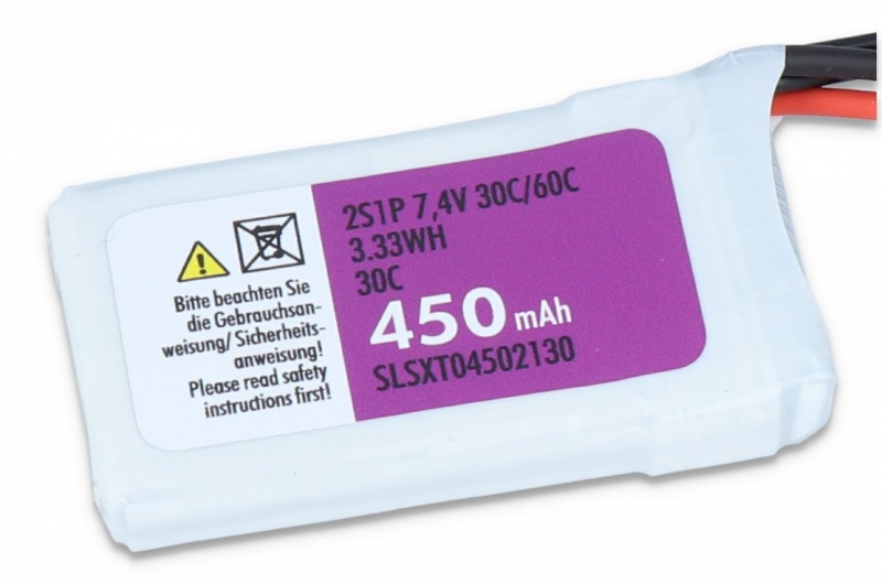 SLS XTRON 450mAh 7,4V 2S1P 30C/60C XT30 Buchse + XH Balancer Maße 55x30x11mm 32g