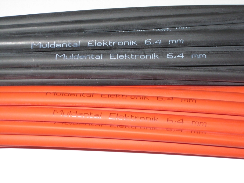Schrumpfschlauch Set Ø 6,4mm rot und schwarz, jeweils 0,5m polyolefin - selbst verlöschend Rate 2:1