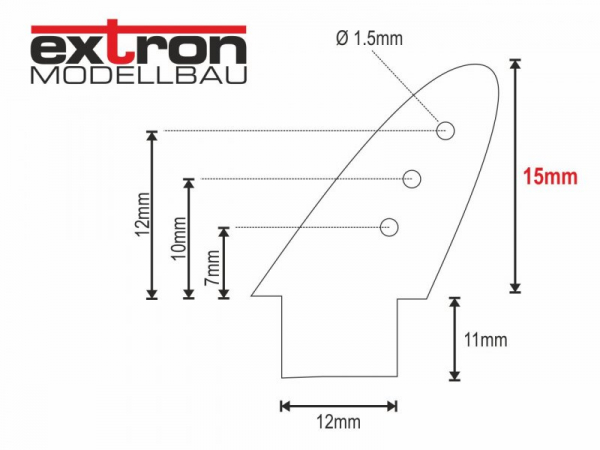 CNC gefräste Ruderhörner aus schwarzem GFK Material Höhe ca. 15mm x 2mm VE=10 Stück X0728