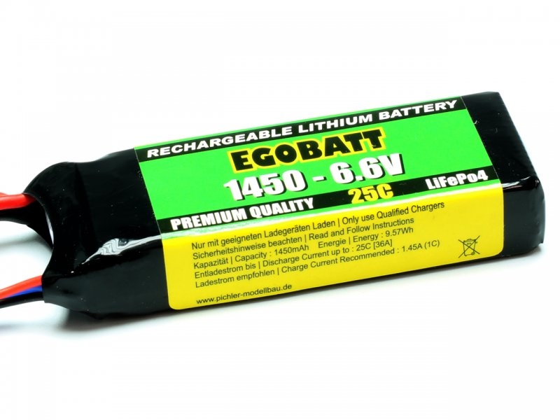 LiFe EGOBATT Akku 1450mAh 6,6V 25C MPX + JR/Uni Stecker ideal als Empfängerakku Pichler C8334