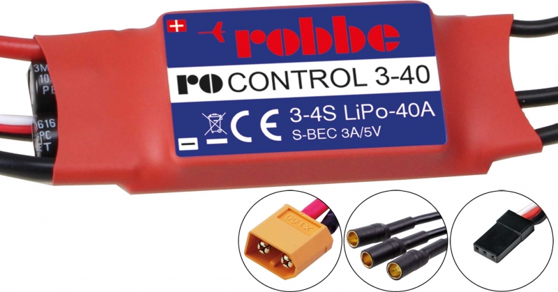 RO-CONTROL 3-40 3-4S -40A (55A kurzzeitig) 3A/5V SWITCH BEC Regler robbe 8713